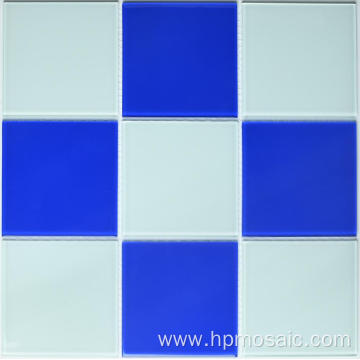 glass tile white and blue for pool